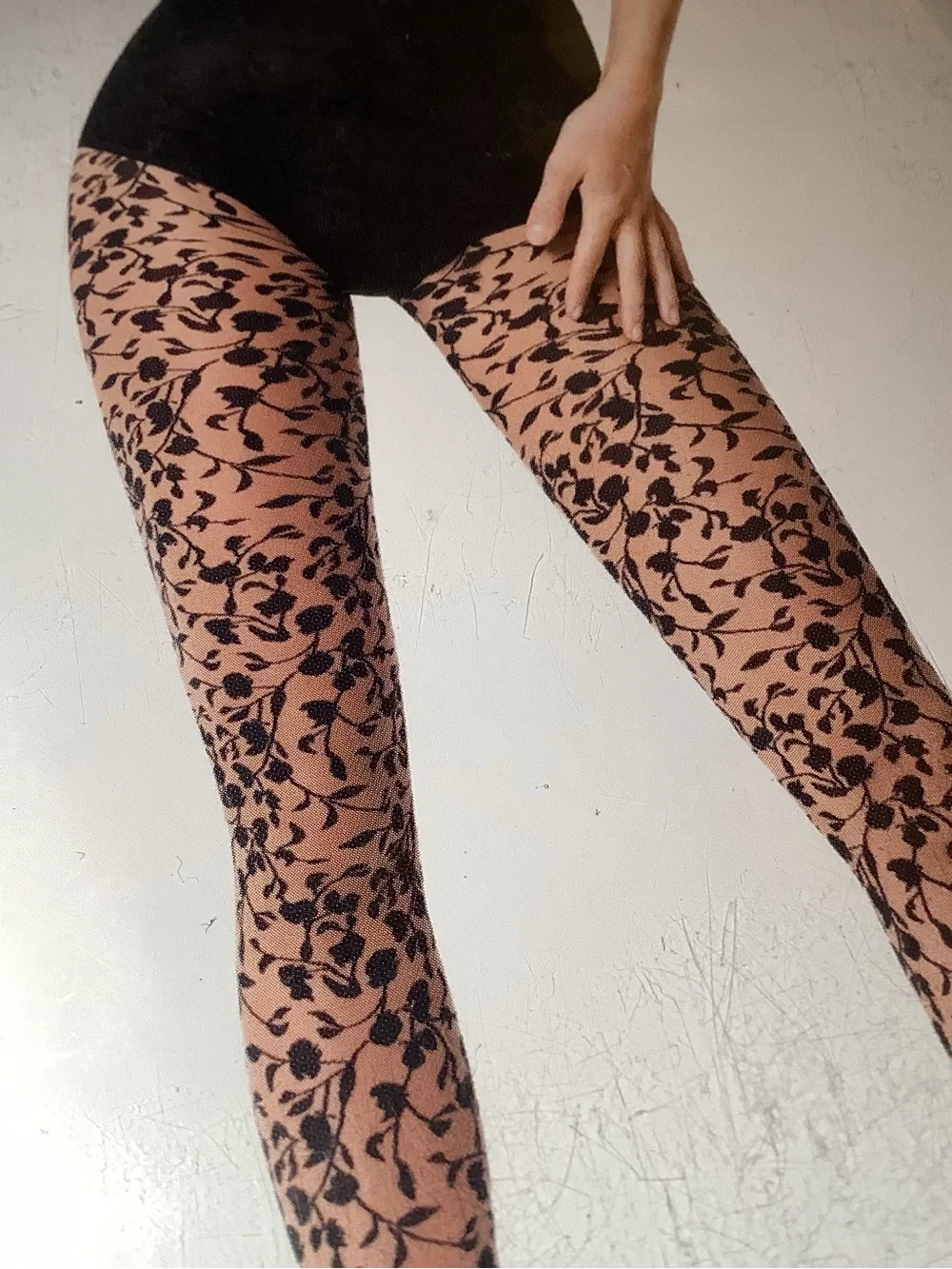 Wolford Amelia tights, floral design, color black/black, size: M